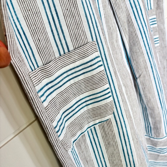 J. Jill Love Striped Pleated Sleevless Linen Shift Sundress Size Medium - Picture 7 of 15